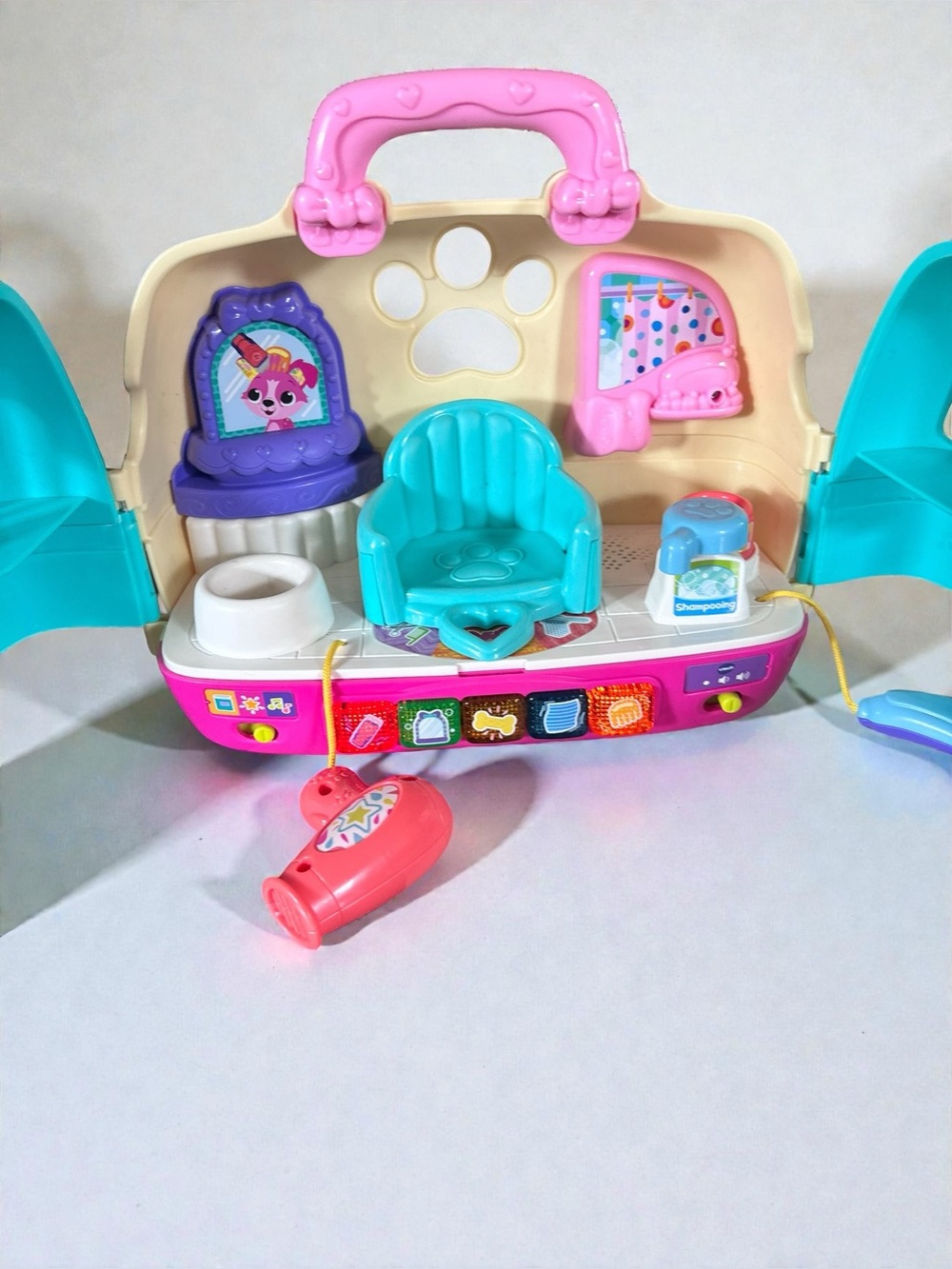 Interactive Pet Grooming Carry Case Toy Salon Playset